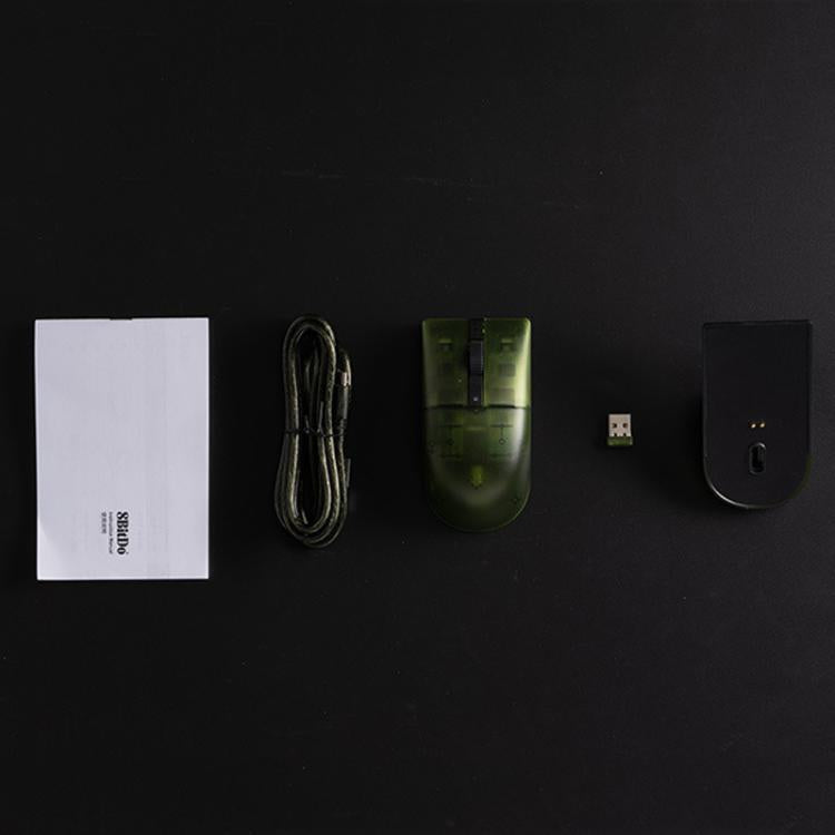 8BitDo Retro R8 Green Translucent Wireless Mouse With Charging Base, Green Translucent Mouse