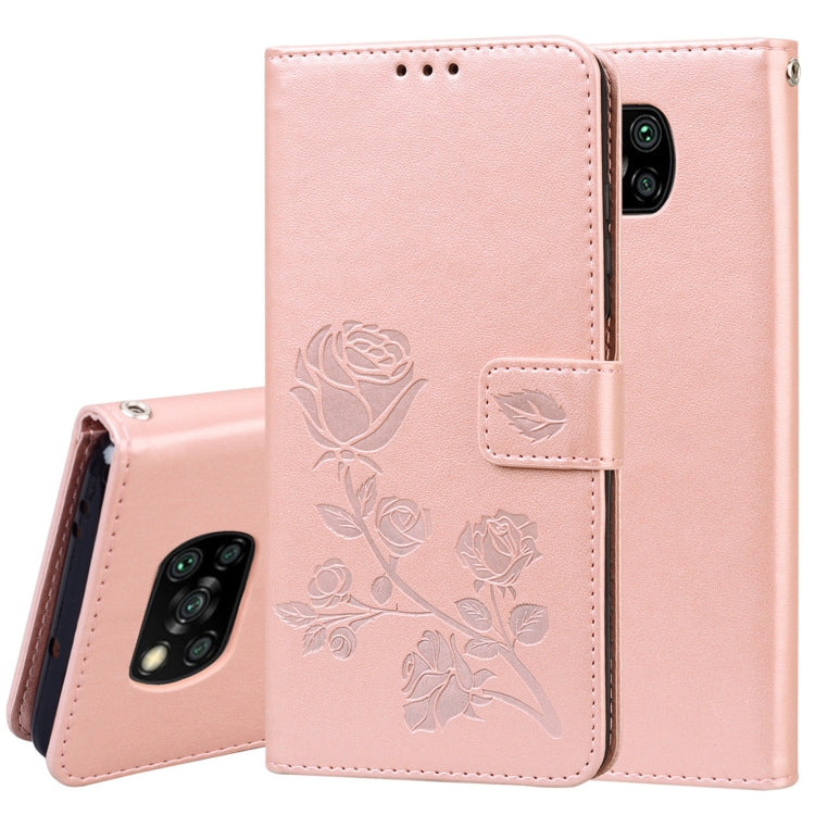 Rose Embossed Horizontal Flip PU Leather Case with Holder & Card Slots & Wallet, For Xiaomi Poco X3 NFC