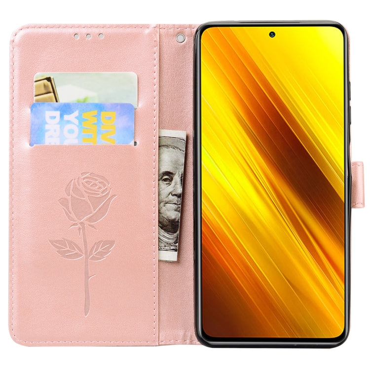 Rose Embossed Horizontal Flip PU Leather Case with Holder & Card Slots & Wallet, For Xiaomi Poco X3 NFC