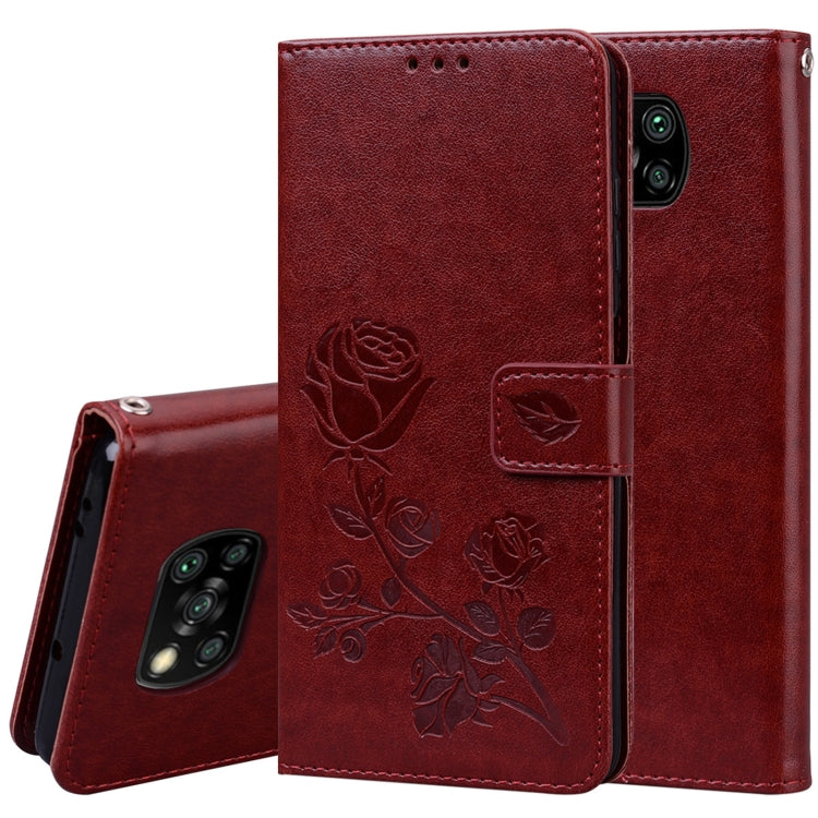 Rose Embossed Horizontal Flip PU Leather Case with Holder & Card Slots & Wallet, For Xiaomi Poco X3 NFC