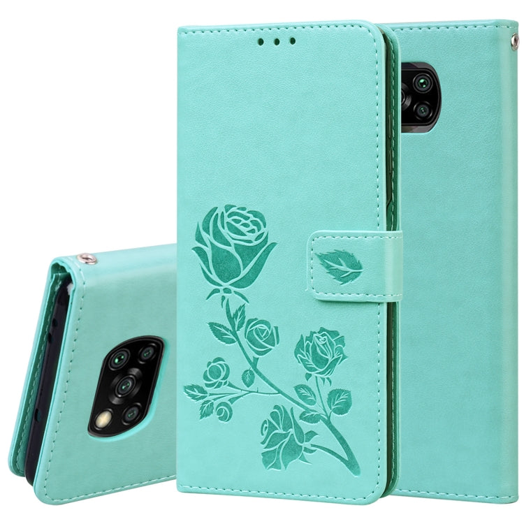 Rose Embossed Horizontal Flip PU Leather Case with Holder & Card Slots & Wallet, For Xiaomi Poco X3 NFC