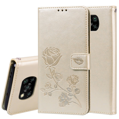 Rose Embossed Horizontal Flip PU Leather Case with Holder & Card Slots & Wallet, For Xiaomi Poco X3 NFC