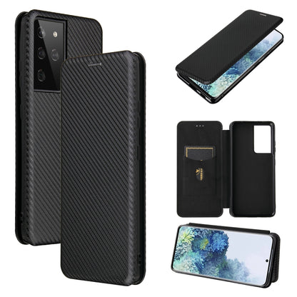 Carbon Fiber Texture Magnetic Horizontal Flip TPU + PC + PU Leather Case with Card Slot, For Huawei Mate 40, For vivo V20 Pro 5G, For Samsung Galaxy S21 Ultra 5G, For LG K52 / K62