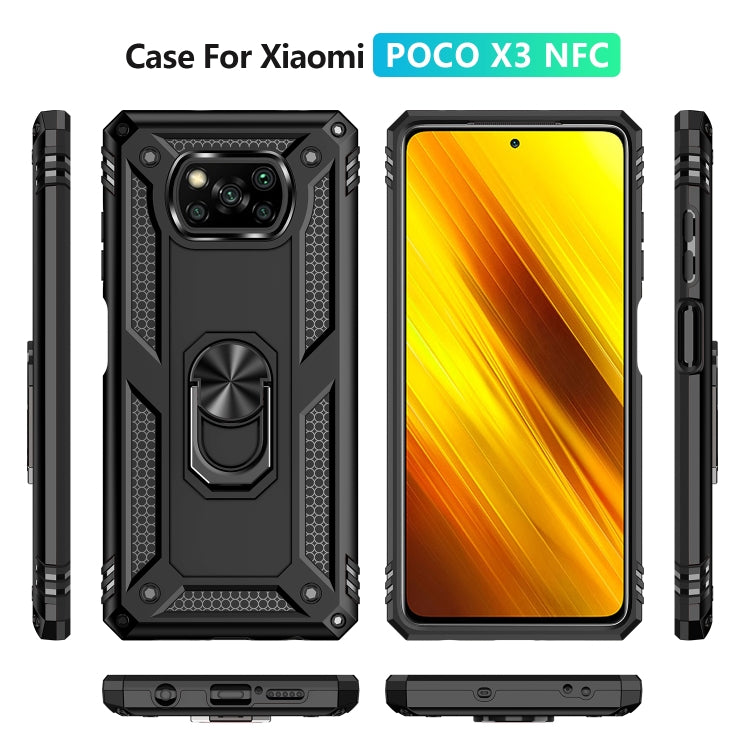 Shockproof TPU + PC Protective Case with 360 Degree Rotating Holder, For Xiaomi Poco X3 NFC