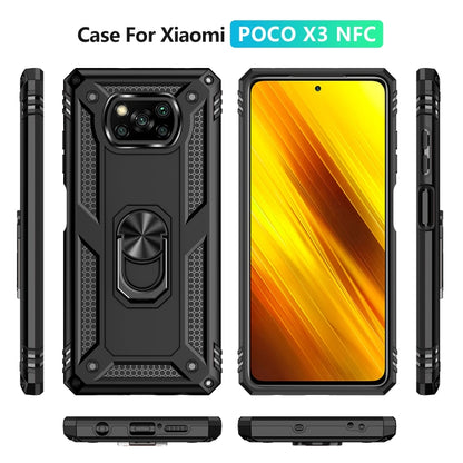 Shockproof TPU + PC Protective Case with 360 Degree Rotating Holder, For Xiaomi Poco X3 NFC