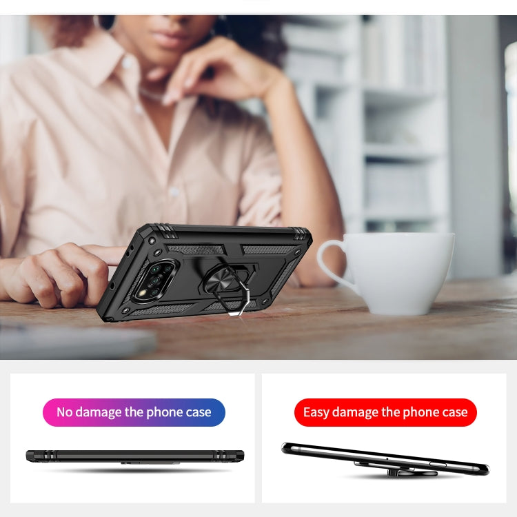 Shockproof TPU + PC Protective Case with 360 Degree Rotating Holder, For Xiaomi Poco X3 NFC