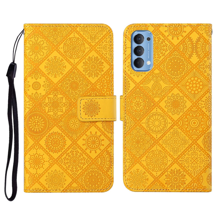 Ethnic Style Embossed Pattern Horizontal Flip Leather Case with Holder & Card Slots & Wallet & Lanyard, For OPPO Reno4 Pro