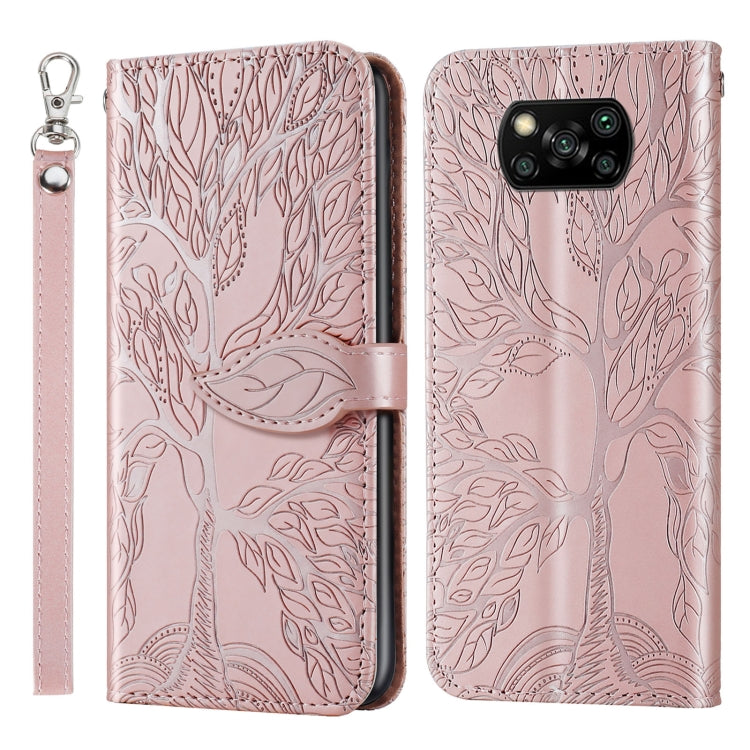 Life of Tree Embossing Pattern Horizontal Flip Leather Case with Holder & Card Slot & Wallet & Photo Frame & Lanyard, For Xiaomi Redmi 9C, For Xiaomi Mi 10 Lite 5G, For Xiaomi Poco X3