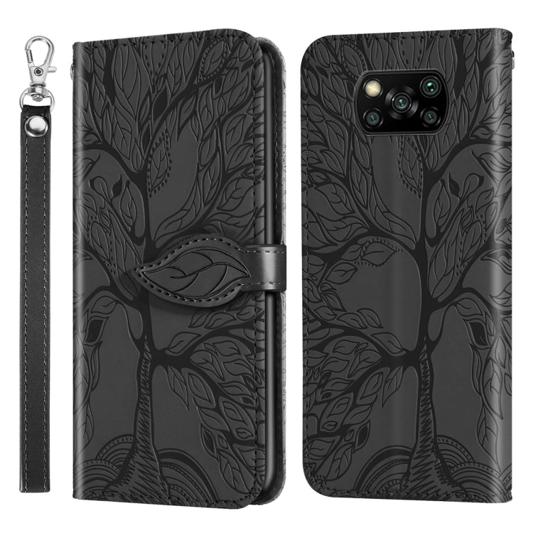 Life of Tree Embossing Pattern Horizontal Flip Leather Case with Holder & Card Slot & Wallet & Photo Frame & Lanyard, For Xiaomi Redmi 9C, For Xiaomi Mi 10 Lite 5G, For Xiaomi Poco X3