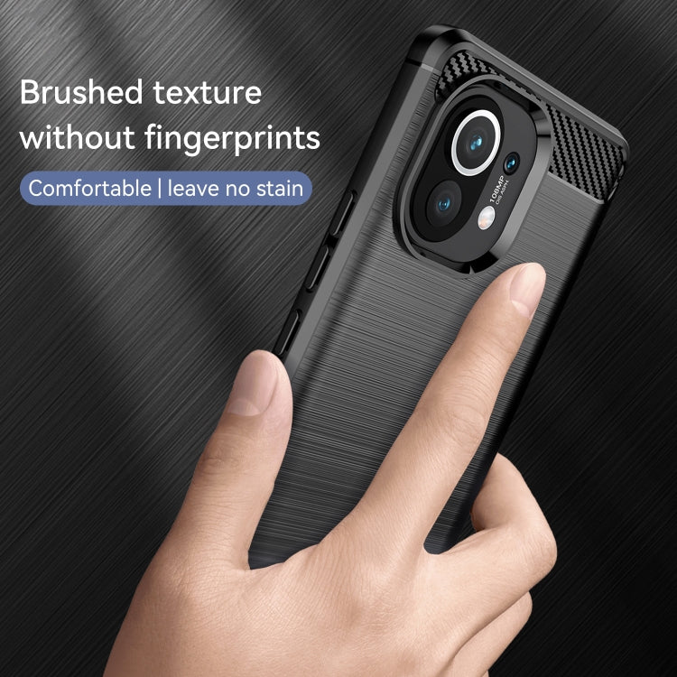 Brushed Texture Carbon Fiber TPU Case, For Xiaomi Mi 11