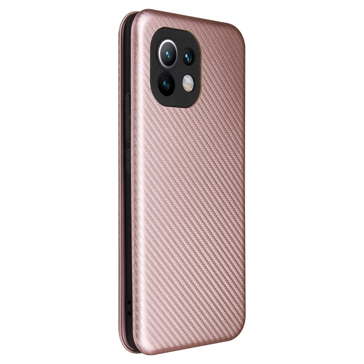 Carbon Fiber Texture Magnetic Horizontal Flip TPU + PC + PU Leather Case with Card Slot, For Xiaomi Mi 11
