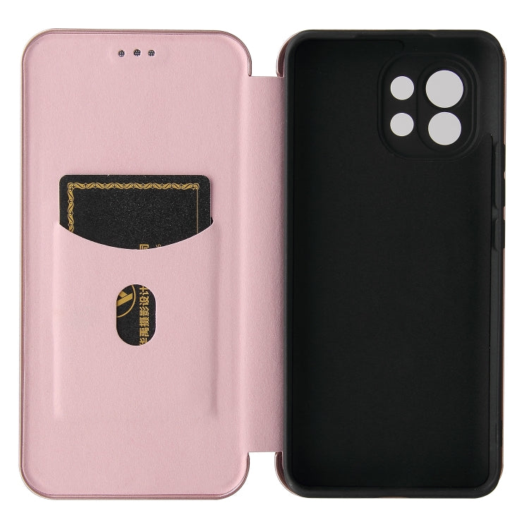 Carbon Fiber Texture Magnetic Horizontal Flip TPU + PC + PU Leather Case with Card Slot, For Xiaomi Mi 11