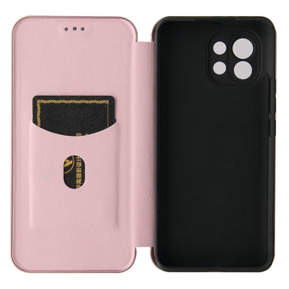 Carbon Fiber Texture Magnetic Horizontal Flip TPU + PC + PU Leather Case with Card Slot, For Xiaomi Mi 11