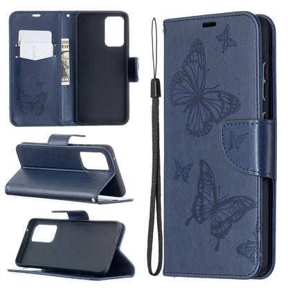 Embossing Two Butterflies Pattern Horizontal Flip PU Leather Case with Holder & Card Slot & Wallet & Lanyard, For Samsung Galaxy A32 5G, For Samsung Galaxy A52 5G / 4G, For Samsung Galaxy A72 5G / 4G, For Xiaomi Poco M3, For Samsung Galaxy A72 5G / 4G 5G