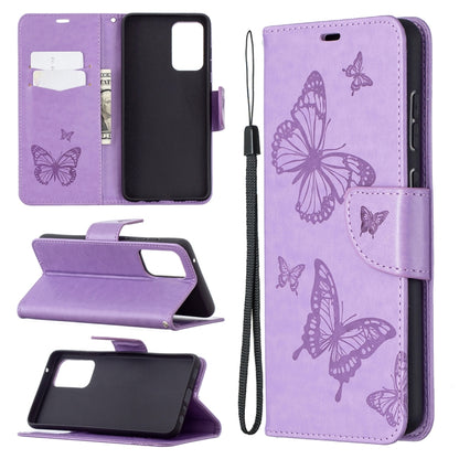 Embossing Two Butterflies Pattern Horizontal Flip PU Leather Case with Holder & Card Slot & Wallet & Lanyard, For Samsung Galaxy A32 5G, For Samsung Galaxy A52 5G / 4G, For Samsung Galaxy A72 5G / 4G, For Xiaomi Poco M3, For Samsung Galaxy A72 5G / 4G 5G