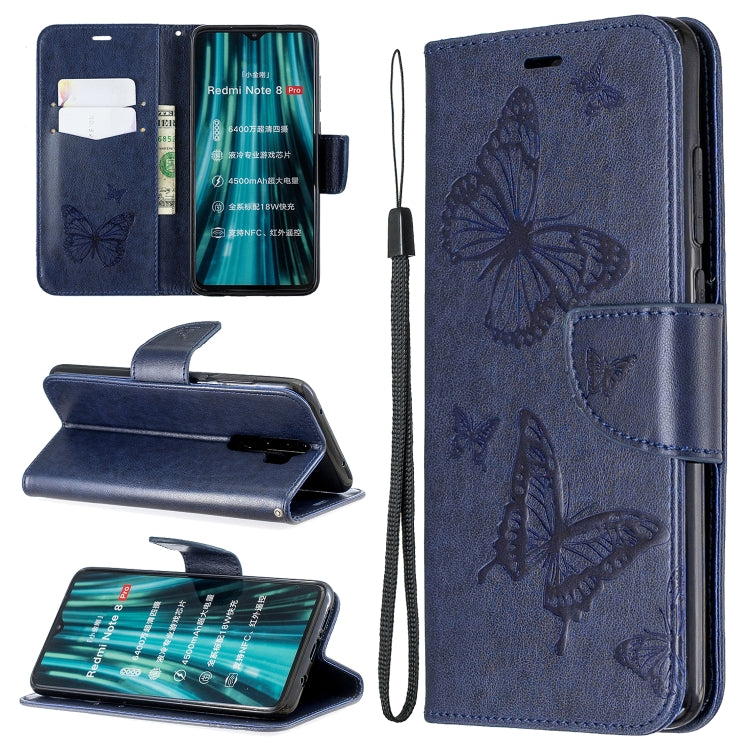 Two Butterflies Embossing Pattern Horizontal Flip Leather Case with Holder & Card Slot & Wallet & Lanyard, For Huawei Mate 30 Lite, For Huawei Mate 30 Pro, For Galaxy A10s, For Galaxy A20s, For Xiaomi Redmi Note 8, For Xiaomi Redmi Note 8 Pro