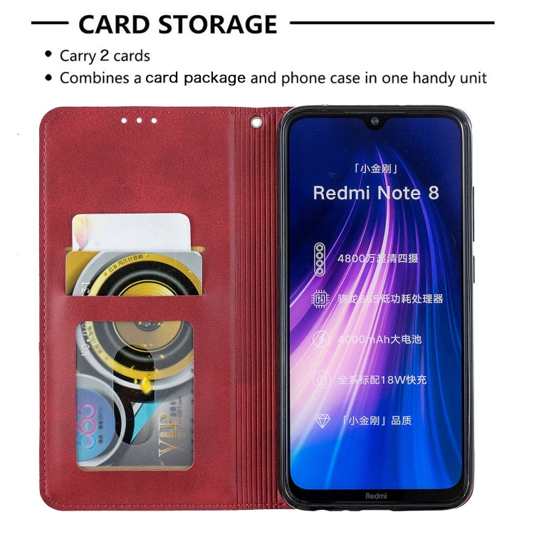 Rhombus Texture Horizontal Flip Magnetic Leather Case with Holder & Card Slots, For Xiaomi Redmi Note 8, For Xiaomi Redmi Note 8 Pro