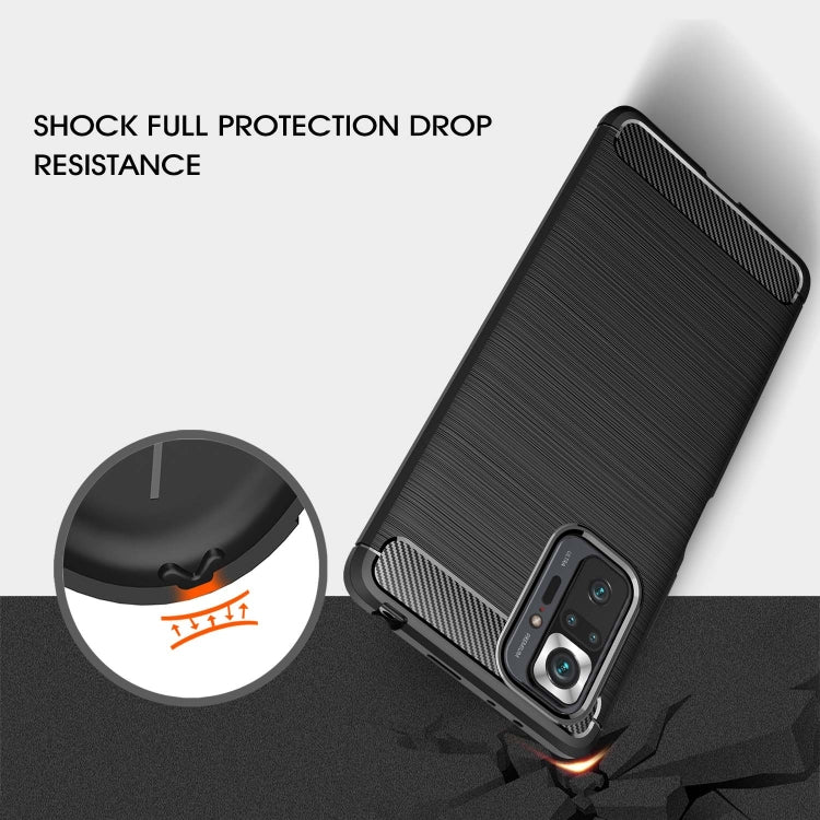 Brushed Texture Carbon Fiber TPU Case, For Xiaomi Redmi Note 10 Pro