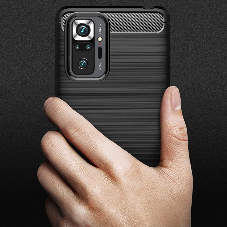 Brushed Texture Carbon Fiber TPU Case, For Xiaomi Redmi Note 10 Pro