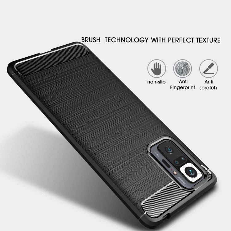 Brushed Texture Carbon Fiber TPU Case, For Xiaomi Redmi Note 10 Pro