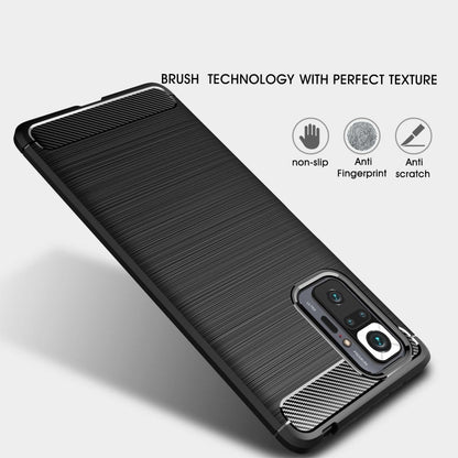 Brushed Texture Carbon Fiber TPU Case, For Xiaomi Redmi Note 10 Pro