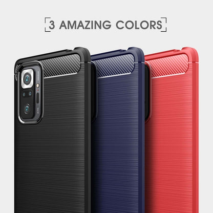 Brushed Texture Carbon Fiber TPU Case, For Xiaomi Redmi Note 10 Pro