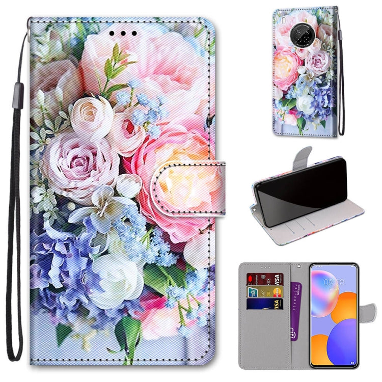 Coloured Drawing Cross Texture Horizontal Flip PU Leather Case with Holder & Card Slots & Wallet & Lanyard, For LG Stylo 7 5G, For Huawei Y9a