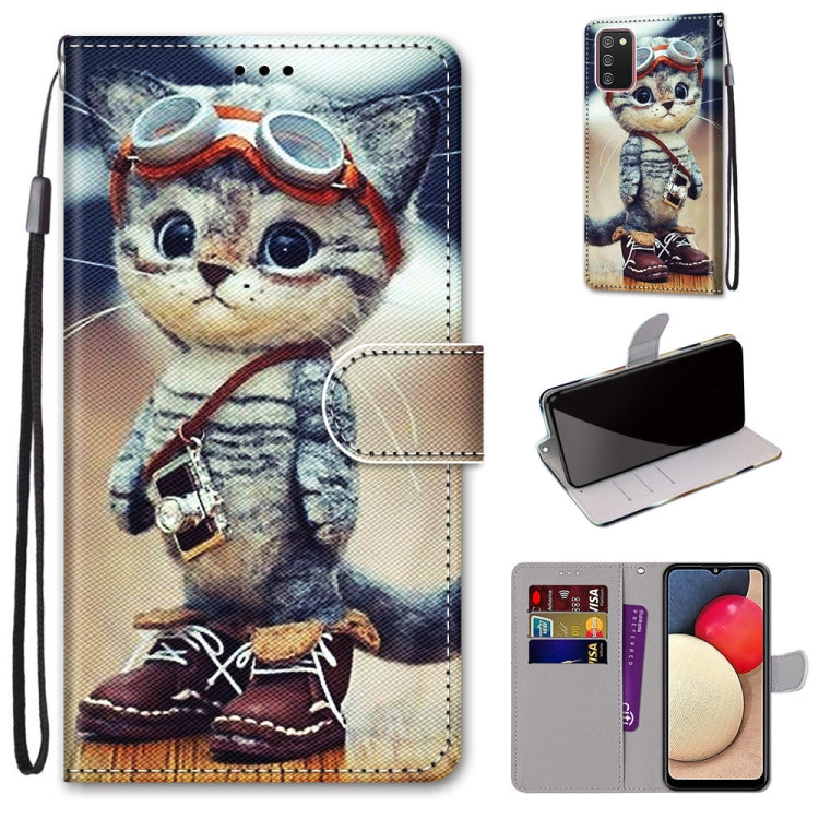 Coloured Drawing Cross Texture Horizontal Flip PU Leather Case with Holder & Card Slots & Wallet & Lanyard, For Samsung Galaxy A02s / M02s