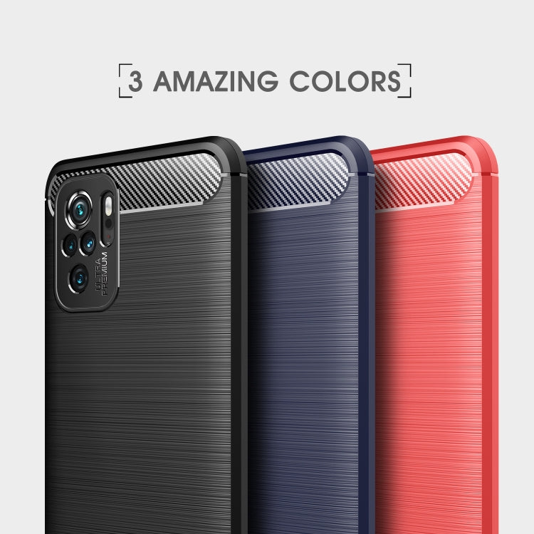 Brushed Texture Carbon Fiber TPU Case, For Xiaomi Redmi Note 10 4G