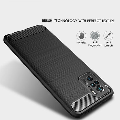 Brushed Texture Carbon Fiber TPU Case, For Xiaomi Redmi Note 10 4G