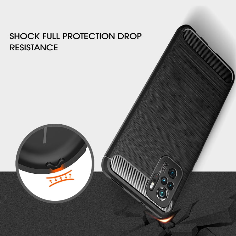 Brushed Texture Carbon Fiber TPU Case, For Xiaomi Redmi Note 10 4G