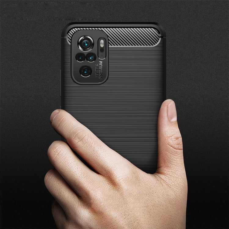 Brushed Texture Carbon Fiber TPU Case, For Xiaomi Redmi Note 10 4G