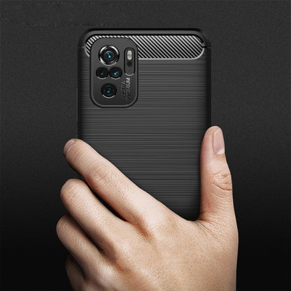 Brushed Texture Carbon Fiber TPU Case, For Xiaomi Redmi Note 10 4G