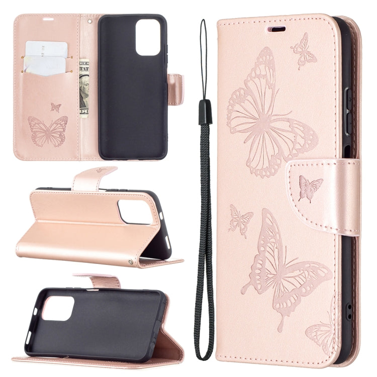 Two Butterflies Embossing  Pattern Horizontal Flip Leather Case with Holder & Card Slot & Wallet & Lanyard, For Xiaomi Redmi Note 10 4G, For Nokia 5.4