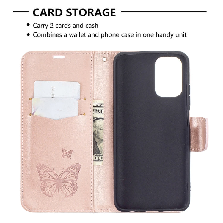 Two Butterflies Embossing  Pattern Horizontal Flip Leather Case with Holder & Card Slot & Wallet & Lanyard, For Xiaomi Redmi Note 10 4G, For Nokia 5.4