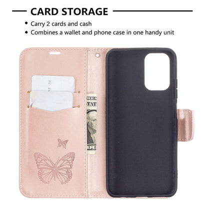 Two Butterflies Embossing  Pattern Horizontal Flip Leather Case with Holder & Card Slot & Wallet & Lanyard, For Xiaomi Redmi Note 10 4G, For Nokia 5.4