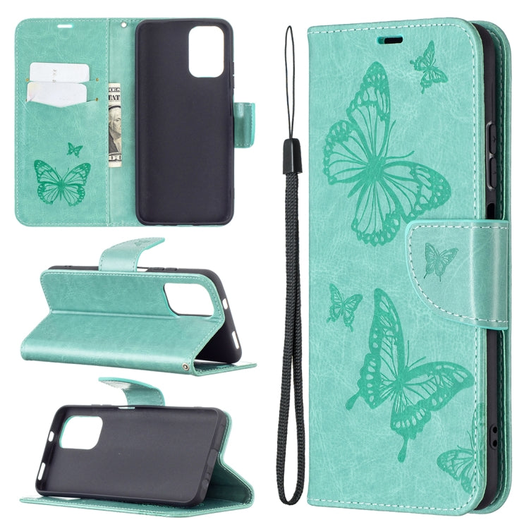 Two Butterflies Embossing  Pattern Horizontal Flip Leather Case with Holder & Card Slot & Wallet & Lanyard, For Xiaomi Redmi Note 10 4G, For Nokia 5.4