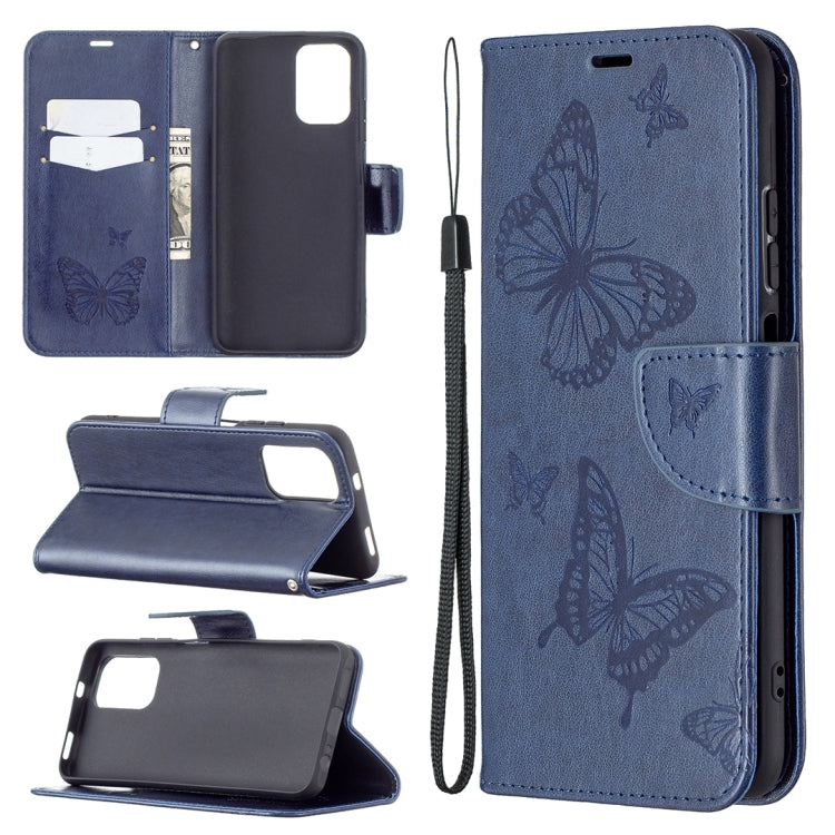 Two Butterflies Embossing  Pattern Horizontal Flip Leather Case with Holder & Card Slot & Wallet & Lanyard, For Xiaomi Redmi Note 10 4G, For Nokia 5.4