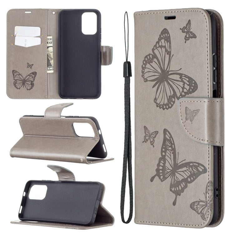 Two Butterflies Embossing  Pattern Horizontal Flip Leather Case with Holder & Card Slot & Wallet & Lanyard, For Xiaomi Redmi Note 10 4G, For Nokia 5.4