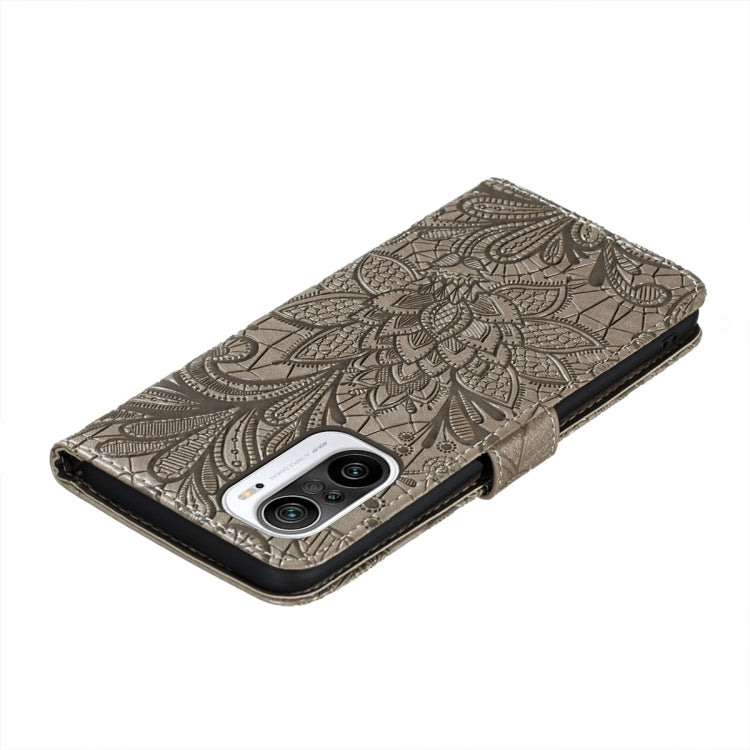 Lace Flower Embossing Pattern Horizontal Flip Leather Case with Holder & Card Slots & Wallet & Photo Frame, For Xiaomi Redmi K40, For Xiaomi Mi 11