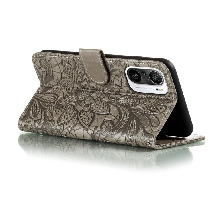 Lace Flower Embossing Pattern Horizontal Flip Leather Case with Holder & Card Slots & Wallet & Photo Frame, For Xiaomi Redmi K40, For Xiaomi Mi 11