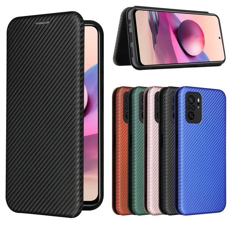 Carbon Fiber Texture Magnetic Horizontal Flip TPU + PC + PU Leather Case with Card Slot, For Xiaomi Redmi Note 10, For Xiaomi Redmi Note 10S, For Xiaomi Redmi Note 10 Pro, For Xiaomi Redmi Note 10 Pro Max