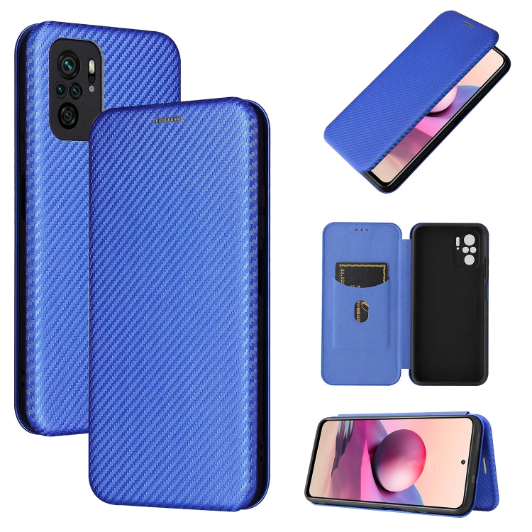 Carbon Fiber Texture Magnetic Horizontal Flip TPU + PC + PU Leather Case with Card Slot, For Xiaomi Redmi Note 10, For Xiaomi Redmi Note 10S, For Xiaomi Redmi Note 10 Pro, For Xiaomi Redmi Note 10 Pro Max