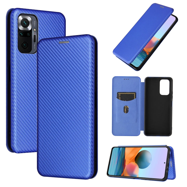 Carbon Fiber Texture Magnetic Horizontal Flip TPU + PC + PU Leather Case with Card Slot, For Xiaomi Redmi Note 10, For Xiaomi Redmi Note 10S, For Xiaomi Redmi Note 10 Pro, For Xiaomi Redmi Note 10 Pro Max