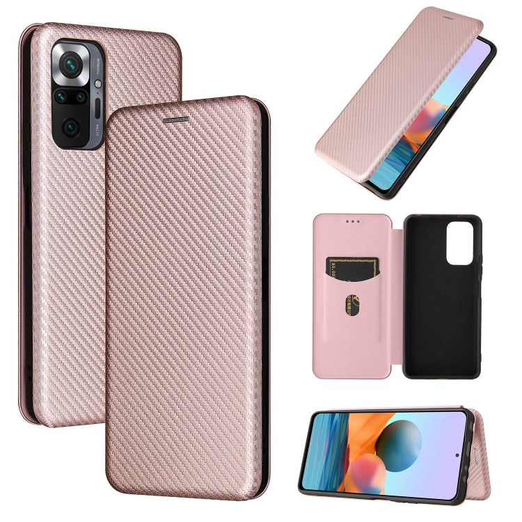 Carbon Fiber Texture Magnetic Horizontal Flip TPU + PC + PU Leather Case with Card Slot, For Xiaomi Redmi Note 10, For Xiaomi Redmi Note 10S, For Xiaomi Redmi Note 10 Pro, For Xiaomi Redmi Note 10 Pro Max