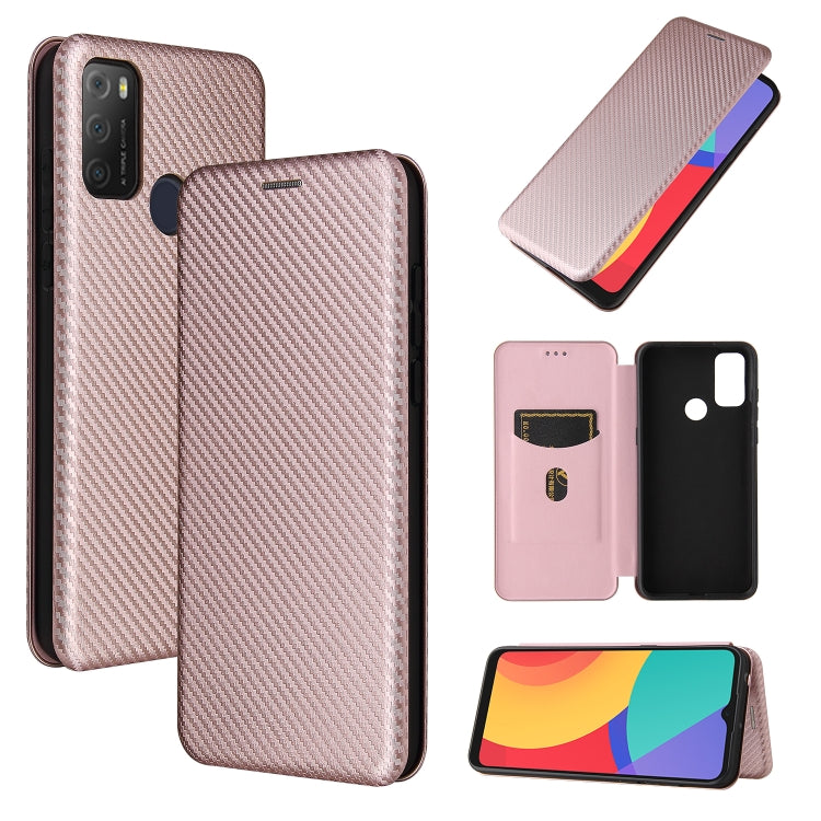 Carbon Fiber Texture Magnetic Horizontal Flip TPU + PC + PU Leather Case with Card Slot, For alcatel 1S (2021), For Huawei P50 Pro