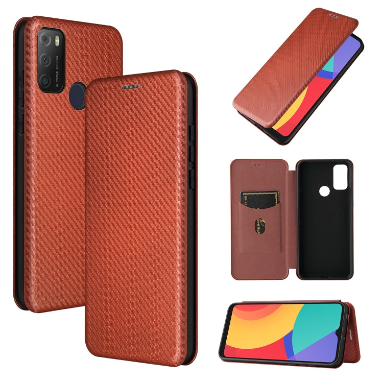 Carbon Fiber Texture Magnetic Horizontal Flip TPU + PC + PU Leather Case with Card Slot, For alcatel 1S (2021), For Huawei P50 Pro
