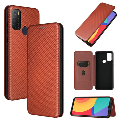 Carbon Fiber Texture Magnetic Horizontal Flip TPU + PC + PU Leather Case with Card Slot, For alcatel 1S (2021), For Huawei P50 Pro