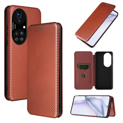 Carbon Fiber Texture Magnetic Horizontal Flip TPU + PC + PU Leather Case with Card Slot, For alcatel 1S (2021), For Huawei P50 Pro