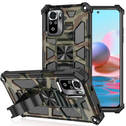Camouflage Armor Shockproof TPU + PC Magnetic Protective Case with Holder, For OnePlus 9, For Xiaomi Redmi Note 10, For Xiaomi Redmi Note 10 Pro